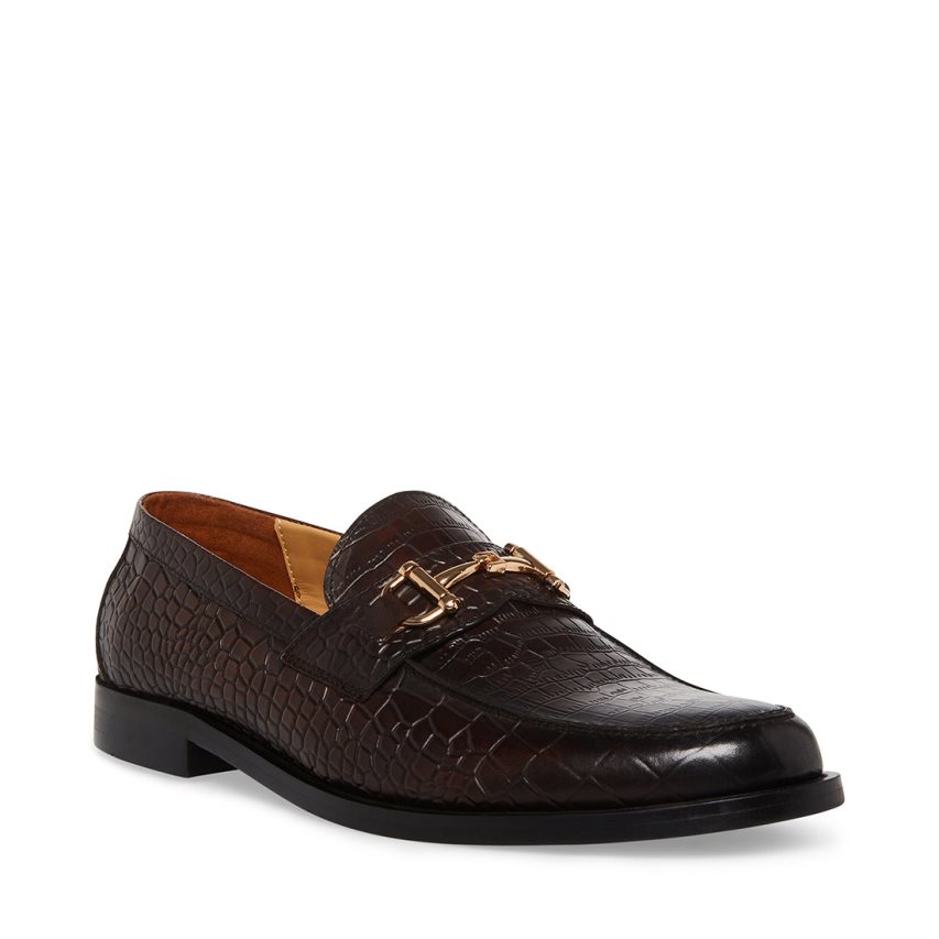 Loafers Steve Madden Wallace Crocodile Hombre Chocolate | ES GN809S